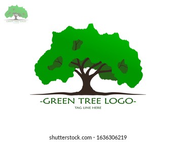 Trees and root with green leaves look beautiful and refreshing.Tree and roots LOGO style.