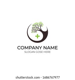 Trees and root with green leaves look beautiful and refreshing.Life tree logo circle vector design