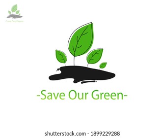 Trees and root with green leaves look beautiful and refreshing. Tree and roots LOGO style.