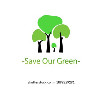 Trees and root with green leaves look beautiful and refreshing. Tree and roots LOGO style.