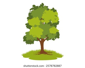 Trees and root with green leaves look beautiful and refreshing. Tree and roots LOGO style.
