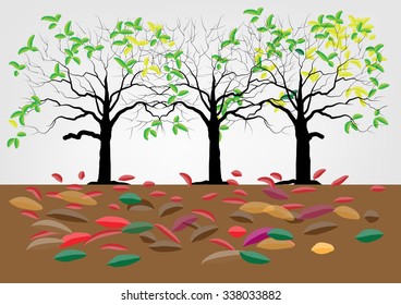 Trees with roots fulling leave  vector illustration