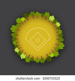 trees round frame baseball field. game field icon