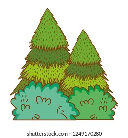 trees rural landscape in round icon