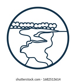 Trees and sea line style icon design, Landscape nature earth eco ecology conservation bio environment and outdoor theme Vector illustration