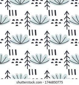Trees seamless pattern. Sketch for wrapping paper.
