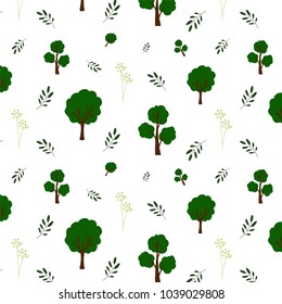 Trees seamless pattern. Vector illustration on a white background.