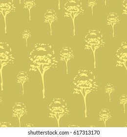 Trees. Seamless pattern for your design. Sketch. Vector illustration. Suitable for packing, Wallpaper, printing, cosmetics, Soaps. card
