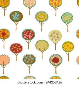 Trees seamless set, Isolated On wight Background