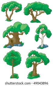 Trees set #1 (willow, beech, hornbeam, birch, chestnut, walnut)