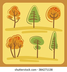 Trees set autumn 