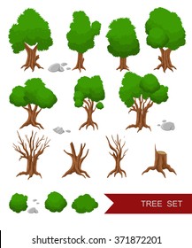 Trees set . Collection tree for game. Fantasy tree