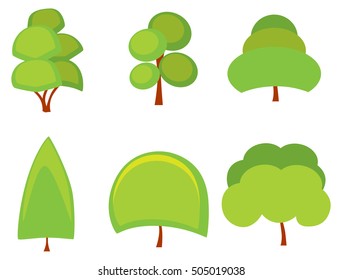 Trees set. Different forms of trees. 