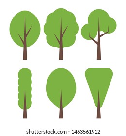 Trees set in flat design vector .