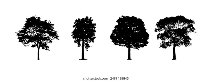 Trees set icons. Silhouette style. Vector icons.