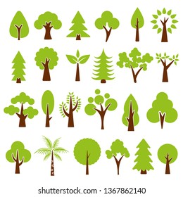 trees set isolated on white background , vector illustration.