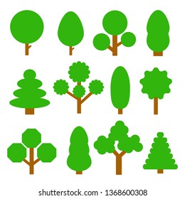 trees set isolated on white background. vector illustration