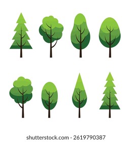 trees set isolated on white background , vector illustration.