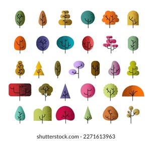 Trees Set. Ready for town or city design, forest or nature landscapes. Tree set isolated on white background. vector illustration.