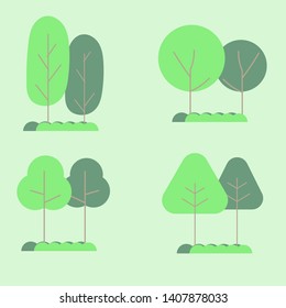 trees set for summer - Illustration