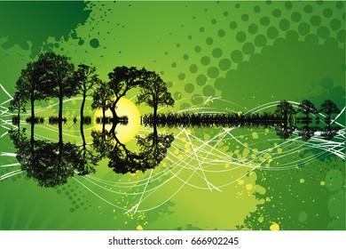 Trees in a Shape of Guitar. Sketch Artwork, Creative Idea, Innovative art, Concept Illustration.