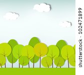 trees and shrubs. seamless vector paper cut image
