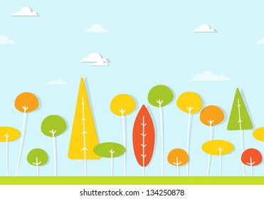 trees and shrubs. seamless vector pattern