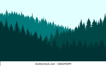 Trees, silhouette of forest, vector illustration