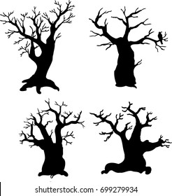 trees silhouette set 