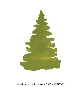 Trees silhouette side view. Different trees vector set for architectural or landscape design. Front view. Watercolor tree sketch.