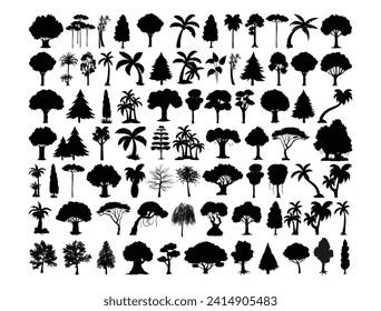 Trees silhouette vector art white background