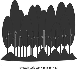 Trees Silhouette Vector. Forest Trees Vector