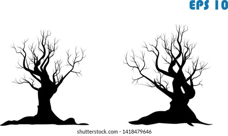 Trees in silhouettes. Illustration set