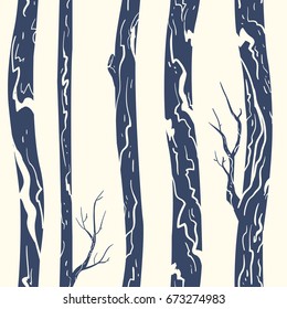 Trees silhouettes seamless pattern. Vector design elements.
