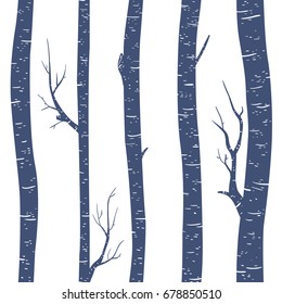 Trees silhouettes seamless pattern. Vector flat design.