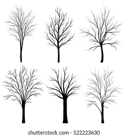 Trees silhouettes set on white background vector