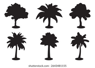  trees silhouettes in various deciduous.