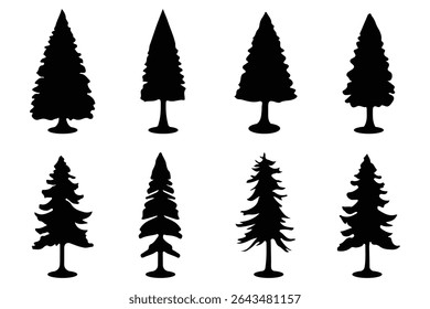  trees silhouettes in various deciduous.