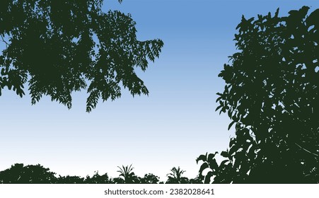 trees and sky vector design, silhouette of  palm tree on white background vector art,  black color ,