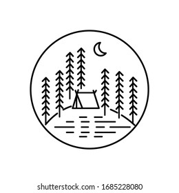 Trees and sky view line illustration