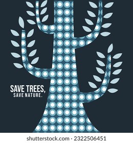 Trees Slogan poster background with continuous line art floral, pastel colors and abstract shape element. Suitable for background, poster, cover, wall art, home decor and other template.