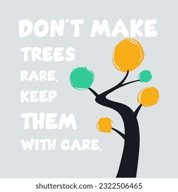 Trees Slogan poster background with continuous line art floral, pastel colors and abstract shape element. Suitable for background, poster, cover, wall art, home decor and other template.