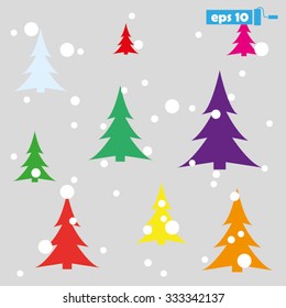 trees, snow