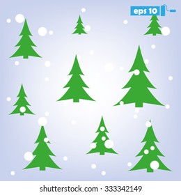 trees, snow