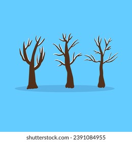 trees and snow, set of snow covered trees vector illustration
