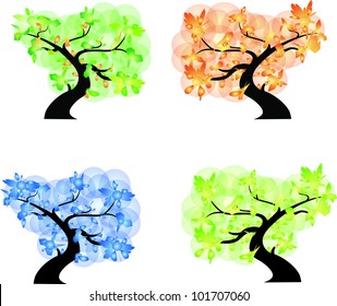 Trees spring summer autumn winter Art tree beautiful for your design vector