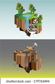 trees and stump  Eco illustration