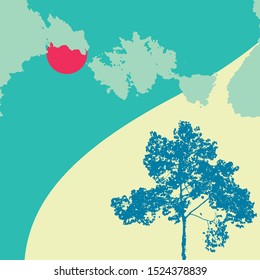 
Trees and the sun in cool colors