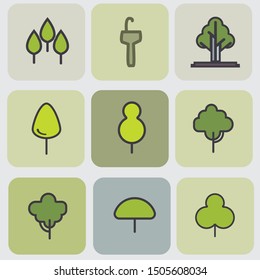 Trees symbols simple shapes vector icon.Good for map element creator.