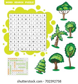 Trees Themed Word Search Puzzle